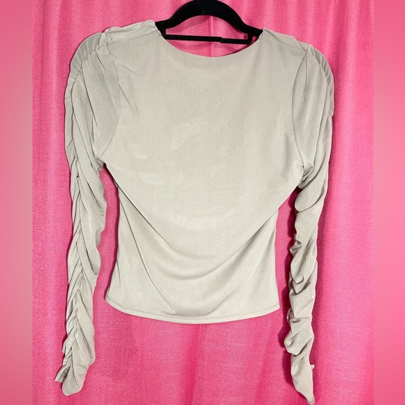 Taupe V- Neck Blouse - Picture 4 of 4